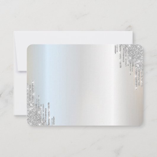 Invitation Déchets d'argent Robe bleue Sweet 16 RSVP Invitati (Dos)