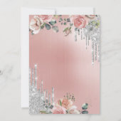 Invitation Déchets d'argent, Robe, Quinceanera rose Rose (Dos)