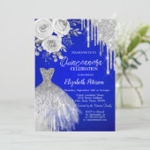 Invitation Déchets d'argent, Robe Rose Royal Blue Quinceanera (Debout devant)