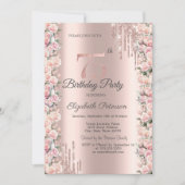 Invitation Déchets de cadres rose Rose Gold 75e anniversaire (Devant)