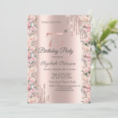 Invitation Déchets de cadres rose Rose Gold 75e anniversaire (Debout devant)