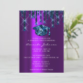 Invitation Déchets de diplômés Casquette de marine violet3D e (Debout devant)