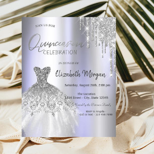 Invitation Déchets de Parties scintillant en argent Robe Viol