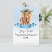 Invitation Déchets Raffle Blue boy Highland Cow Baby shower (Debout devant)