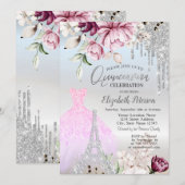 Invitation Déchets, Robe, Tour Eiffel Lilac Rose Quinceañera (Devant / Derrière)