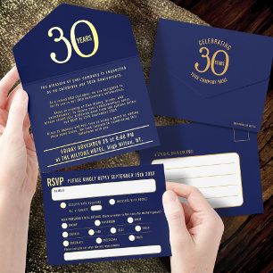 Invitation déchirante bleue pour le 30e anniversai