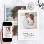 Invitation Décidé sur Forever Black White 3 Fiançailles photo