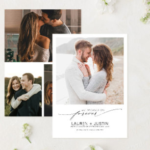 Invitation Décidé sur Forever Black White 4 Fiançailles photo