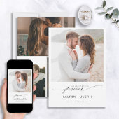 Invitation Décidé sur Forever Black White 4 Fiançailles photo