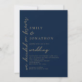 Invitation Décidé sur Forever QR Code Marine Mariage or (Devant)