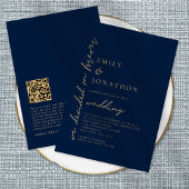 Invitation Décidé sur Forever QR Code Marine Mariage or
