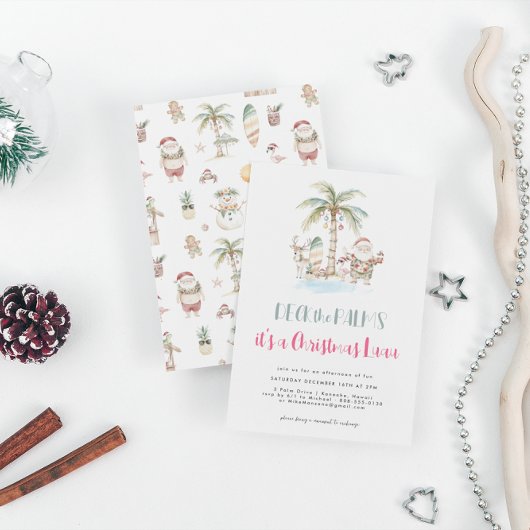 Invitation Deck des palmiers | Fun Tropical Christmas Luau