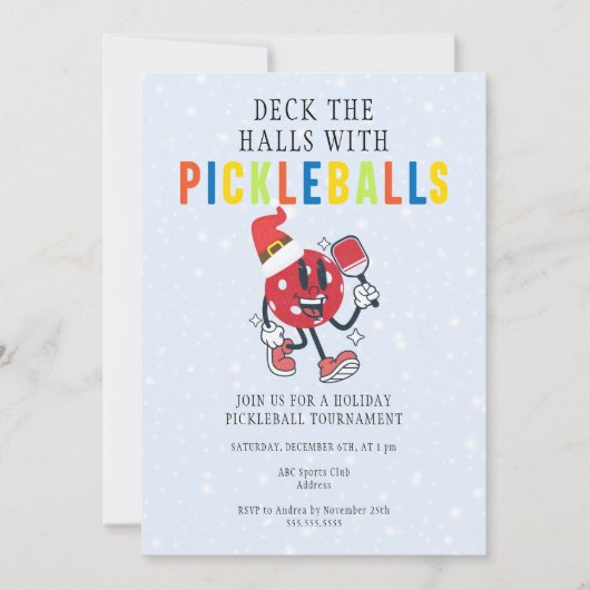 Invitation Deck Halls Pickleball Tournament de Noël (Devant)
