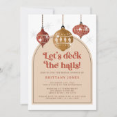 Invitation Deck Halls Winter Retro Fête des mariées de vacanc (Devant)