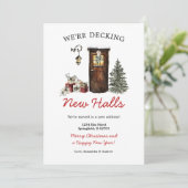 Invitation Decking New Halls Christmas New Home Announcement (Debout devant)