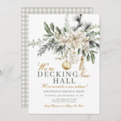 Invitation Decking New Halls Holiday Christmas Housewarming (Devant / Derrière)