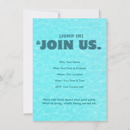 Invitation d'éclaboussure de Splish de réception (Dos)