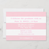 Invitation Déclaration de fin d'études - Rayure rose et blanc (Dos)
