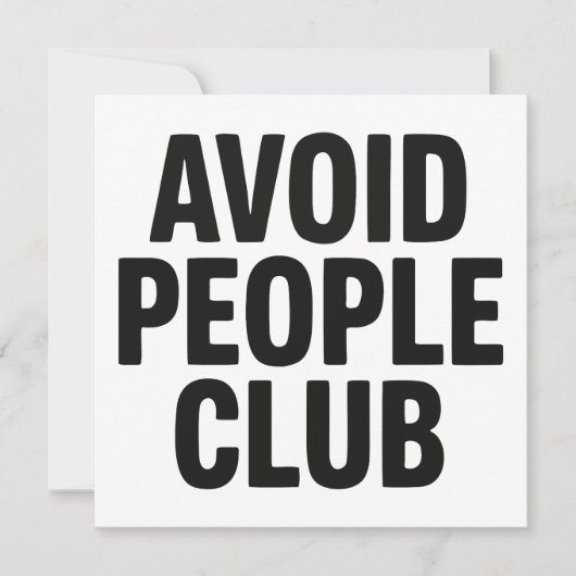 Invitation Déclaration d'humour de club d'introvertis évitant (Devant)