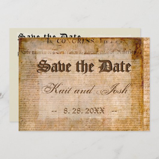 Invitation Déclaration d'indépendance des États-Unis Parchemi (Devant / Derrière)