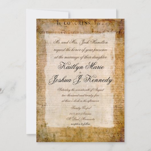 Invitation Déclaration d'indépendance 📜 USA Parchment (Devant)