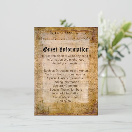 Invitation Déclaration d'indépendance 📜 USA Parchment (Debout devant)