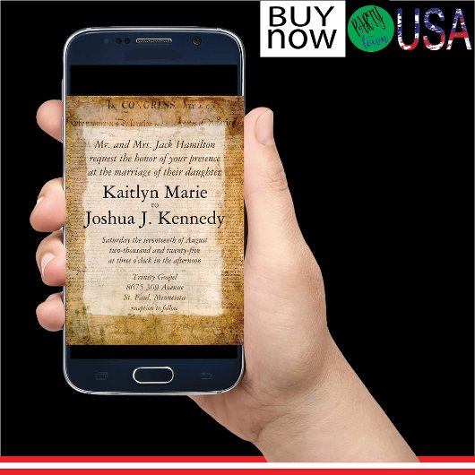 Invitation Déclaration d'indépendance 📜 USA Vintage