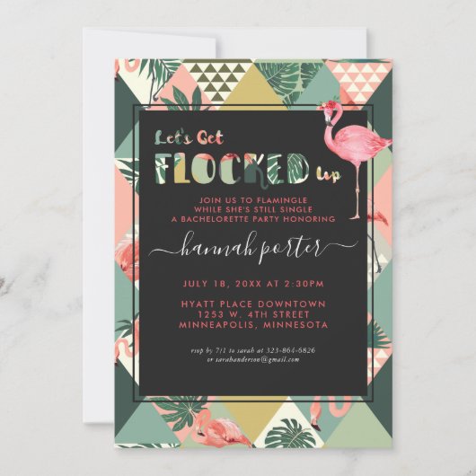 Invitation Déclenché | Flamant rose Bachelorette à thème (Devant)