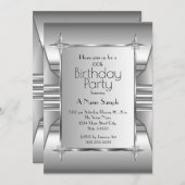 Invitation Déco Argent Chrome Métal image Anniversaire Fête (Devant / Derrière)