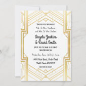 Invitation Déco Art déco blanc et or des années 1920 (Devant)