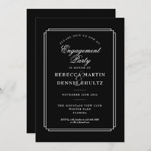 Invitation Déco classique  Black and White Engagement Party