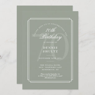 Invitation Déco classique  Sage and White 70th Birthday