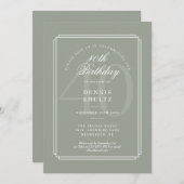 Invitation Déco classique| Sage et Blanc 40e anniversaire (Devant / Derrière)
