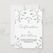 Invitation déco d'aquarelle feuillage Confirmation (Devant)