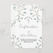 Invitation déco d'aquarelle feuillage Confirmation (Devant / Derrière)