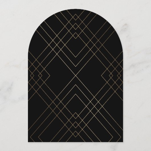 Invitation Déco géométrique Noir Gatsby Arch Mariage (Dos)