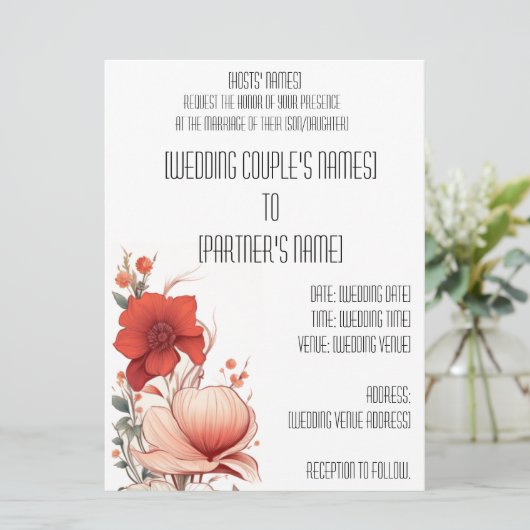 Invitation Déco Illustrative Florale (Debout devant)