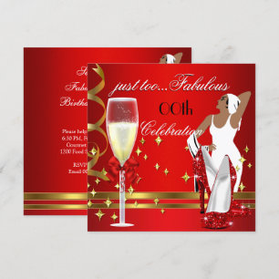 Invitation Deco Lady Red Gold Too Fabulous Fête d'anniversair