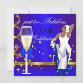 Invitation Déco Lady Royal Blue Gold Trop Fabuleux Anniversai (Devant)