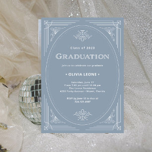 Invitation Déco moderne   Dusty Blue and White Graduation