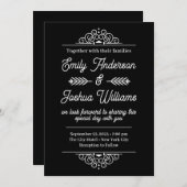 Invitation Déco moderne | Élégant Mariage noir et blanc (Devant / Derrière)