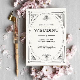 Invitation Déco moderne | Élégant Mariage noir et blanc
