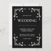 Invitation Déco moderne | Élégant Mariage noir et blanc Onyx (Devant)