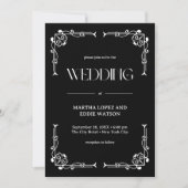 Invitation Déco moderne | Élégant Mariage noir et blanc Onyx (Devant)