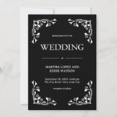 Invitation Déco moderne | Élégant Mariage noir et blanc Onyx (Devant)