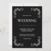 Invitation Déco moderne | Élégant Mariage noir et blanc Onyx (Devant)