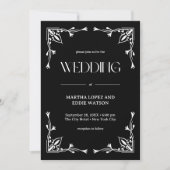 Invitation Déco moderne | Élégant Mariage noir et blanc Onyx (Devant)