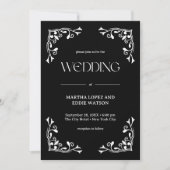 Invitation Déco moderne | Élégant Mariage noir et blanc Onyx (Devant)