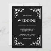 Invitation Déco moderne | Élégant Mariage noir et blanc Onyx (Devant)