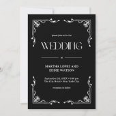 Invitation Déco moderne | Élégant Mariage noir et blanc Onyx (Devant)